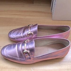 Office UK pink metallic destiny loafer